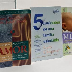 Guía de Relaciones y FamiliaAprende a nutrir tus relaciones más importantes con este conjunto de libros especializados:Los dos lados del amor de Gary Smalley y Dr. John Trent: Guía para utilizar las virtudes de la personalidad en las relaciones.5 cualidades de una familia saludable de Gary Chapman: Pasos para estrechar lazos, comunicarse mejor y cambiar el mundo.Mi bebé: Las primeras seis semanas de Rebecca Ingram: Una guía esencial para el cuidado de tu primer hijo.Disponibles en Librería Bendición para el Mundo.